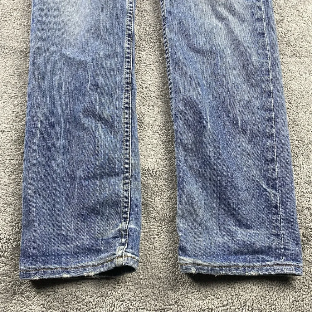 Levi's 519 Slim Jeans Mens 32X34‎ Blue Medium Wash Low Rise Distressed
